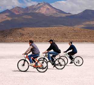 Biking in the Uyuni Salt Flats