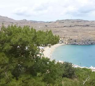 Blick auf das Meer und Strand von Lindos