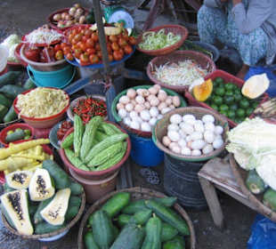 Tolles frisches Obst und Gemüse auf dem Markt.