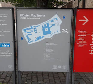 Klosteranlage mit allen Gebäuden, Infotafel