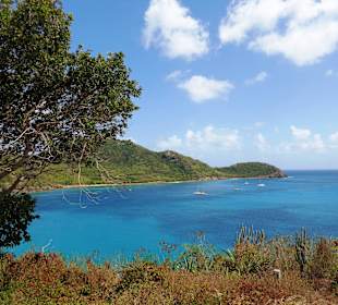 Blick von einem Aussichtspunkt auf das Meer