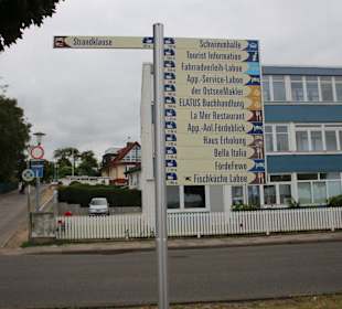 Wegweiser an der Strandpromenade