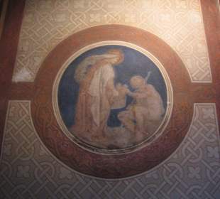 Eine Wandmalerei über die heilige Elisabeth.