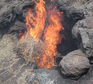 Das Stroh entzündet sich
