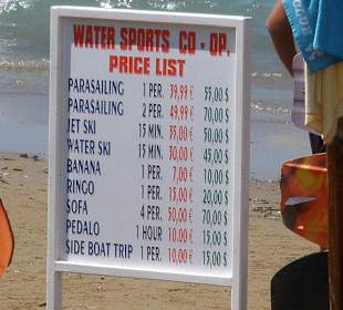 Preisliste von Co Op