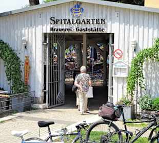 Eingang zur Brauereigaststätte Spitalgarten