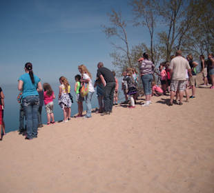 Es geht tief runter zum Lake Michigan