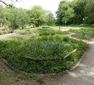 Blumenanpflanzungen mit Wegen