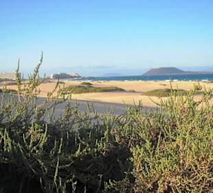 Blick von der Dünenlandschaft zu den RIU-Hotels