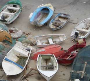 Der Fischereihafen von Albufeira von oben