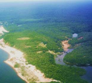 Luftbild eines Strandes bei Manaus