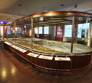 Hafenmodell hinter Glas