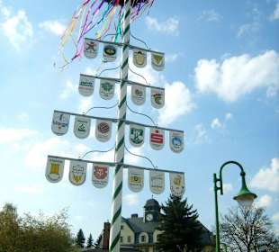 Maibaum vor der Schule