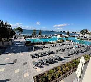 Morgentlicher Blick aus dem Restaurant