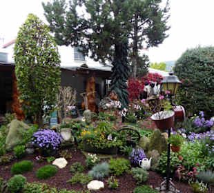 Schön angelegter Garten im Hinterhof