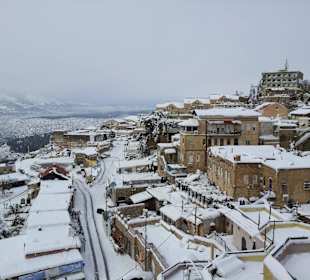 Old City of Safed Covered in Snow