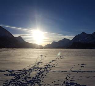 Silser See bei Sonnenuntergang