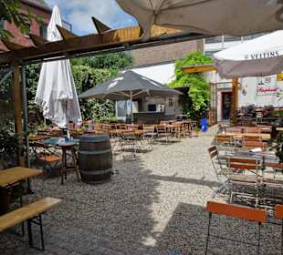 Blick in den Biergarten des Café Kittel