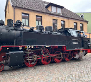 Die 'Molli' beim Halt in Bad Doberan