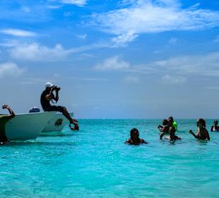 Hier gab es Getränke - mitten im Merr.