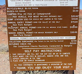 Eintrittspreise "Valley of Fire"