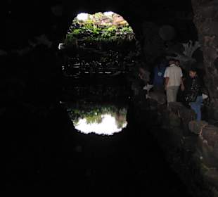 Jameos del Aqua-Höhle mit kleinen weißen Krebsen