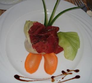 Kamelschinken mit Melone