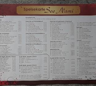 Speisekarte See Nami