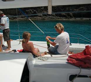 Sekt in der Badebucht