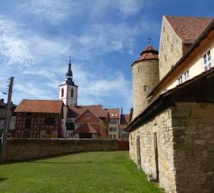 Blick vom Schloss Glücksburg zur Stiftskirche