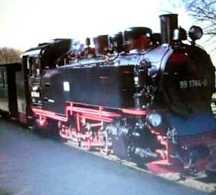 Rasender Roland am Bahnhof