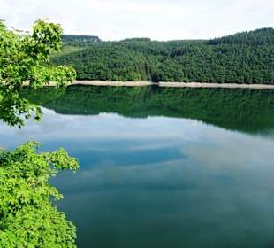 Blick über den See der Talsperre