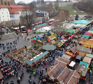 Der Weihnachtsmarkt Erfurt aus der Höhe gesehen