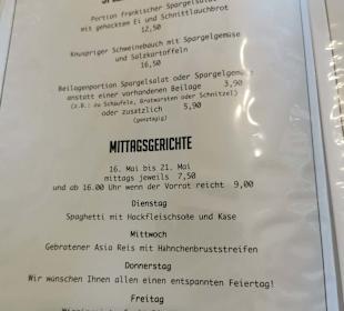 Speisekarte Stand: 05/2023