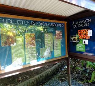Info-Tafeln im Park des Maison du Cacao