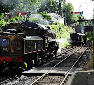 Dampflok wird umgespannt