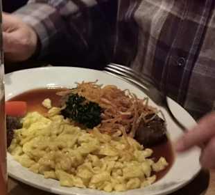 Zwiebelrostbraten, Spätzle