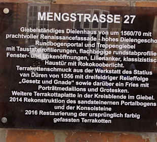 Hinweistafel für Häuser Mengstraße