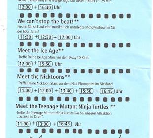 Tagesplan Shows und Acts