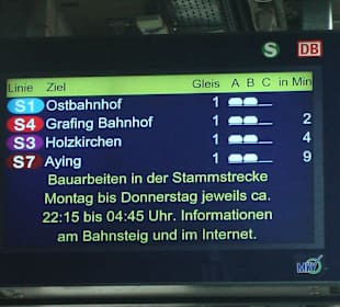 S-Bahn Abfahrzeit - Gleis 1 und 2