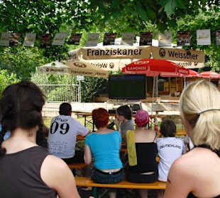 Der Biergarten bei schönem Wetter