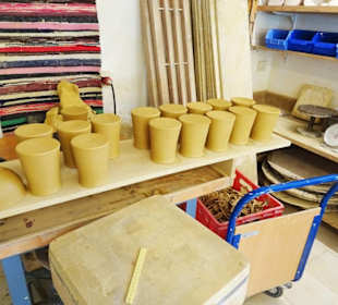 Der Arbeitsplatz in der Insel-Töpferei