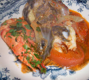 Leckerer Inhalt des Fischtopfes