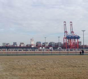 Containerriesen im Hafen