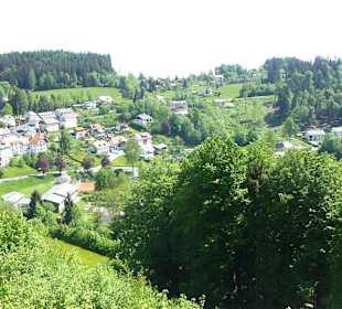 Blick von oben auf den Ort