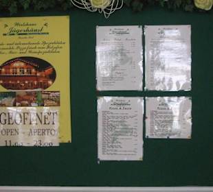 Grünes Brett mit Angaben zum RestaurantJägerhäusl