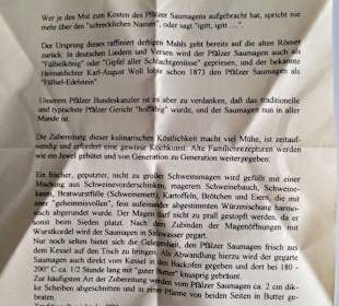 Weinstube Petersilie, Rezept Saumagen!