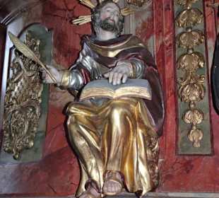 Figur an der Kanzel der Wallfahrtskirche