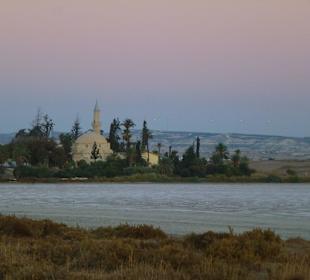 Blick auf Moschee und Salzsee beim A/P Larnaca