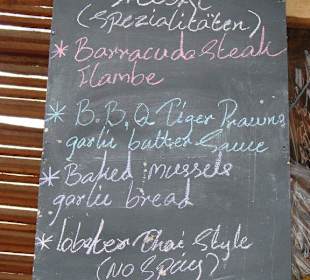 Ausschnitt aus der Speisekarte